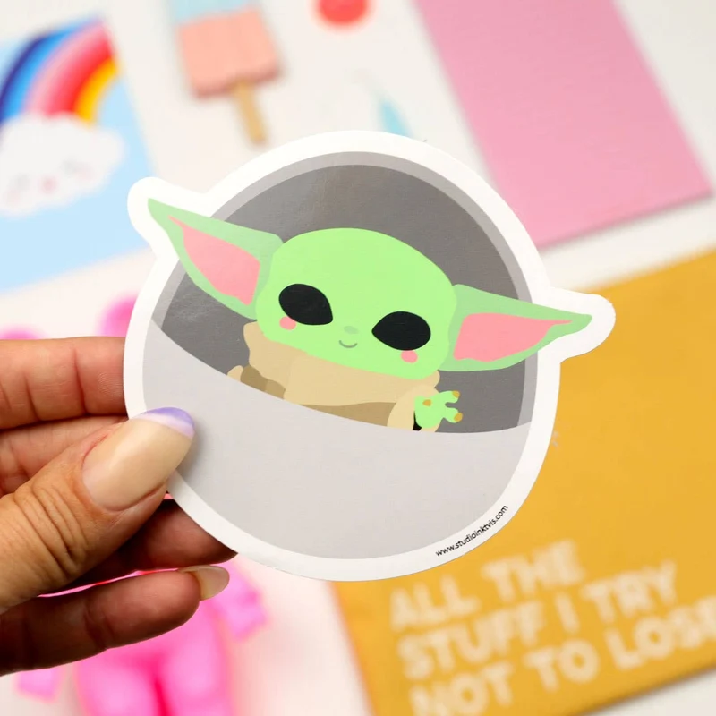 Sticker Baby Yoda Grogu Star Wars – Autocollant Kawaii Mandalorian