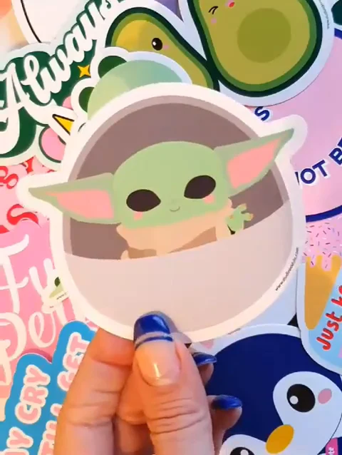 Sticker Baby Yoda Grogu Star Wars – Autocollant Kawaii Mandalorian
