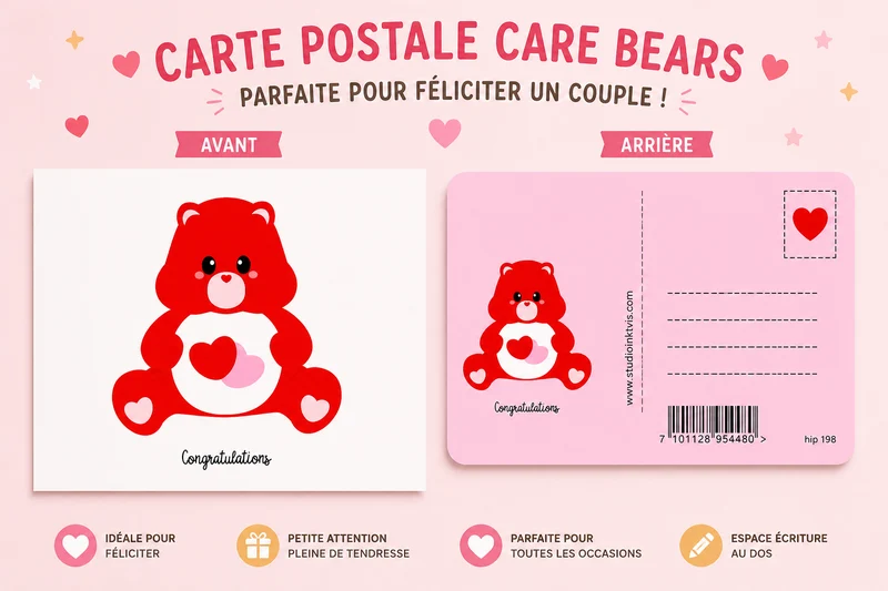 Carte postale Care Bears Amour & Félicitations – Bisounours Love A6