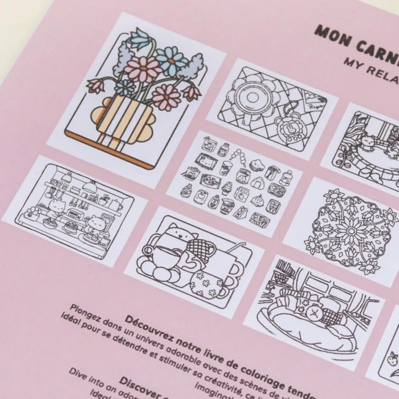 Kit DIY Mon Carnet de Coloriage Détente – Kawaii & Mandala avec 8 Feutres Alcool | La Petite Épicerie