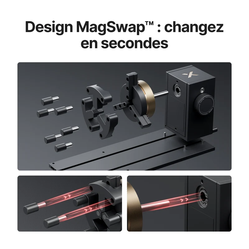xTool RA3 / RA3 Lite : Gravure rotative intelligente pour bagues, gobelets et ornements