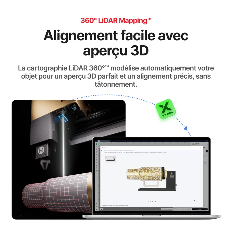 xTool RA3 / RA3 Lite : Gravure rotative intelligente pour bagues, gobelets et ornements