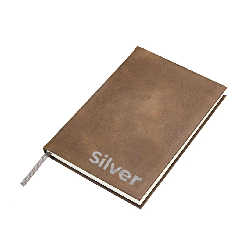 Carnet en PU laserisable, de brun à argent