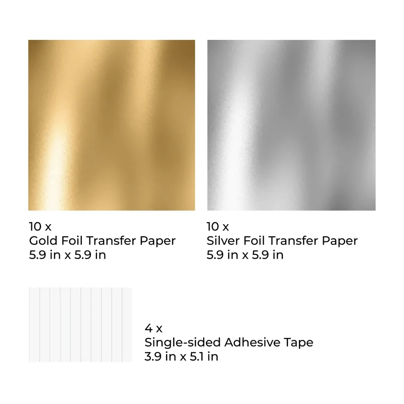 Papier de transfert de feuille d'or et d'argent pour stylo à feuille chaude xTool M1 Ultra (20 pièces)