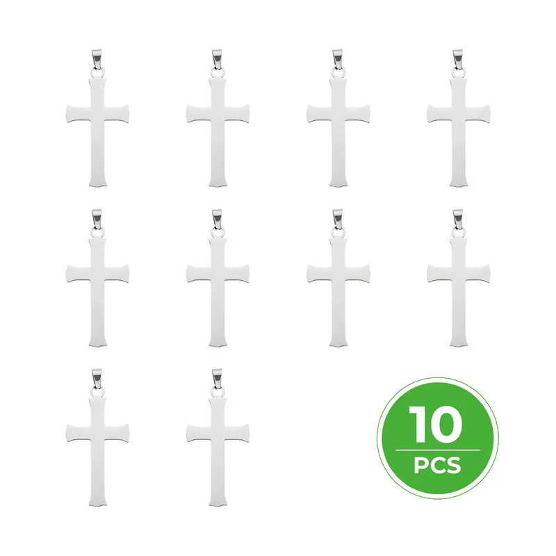Pendentif croix en acier inoxydable (10 pièces)
