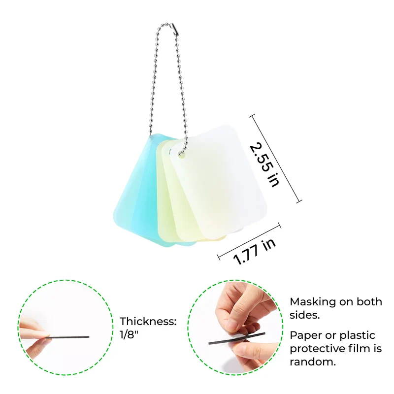 Échantillon de feuilles d'acrylique phosphorescentes 3 mm (5 pièces)