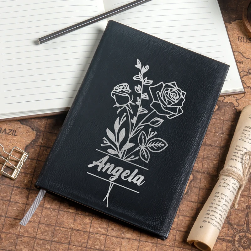 Carnet PU gravable noir à argenté