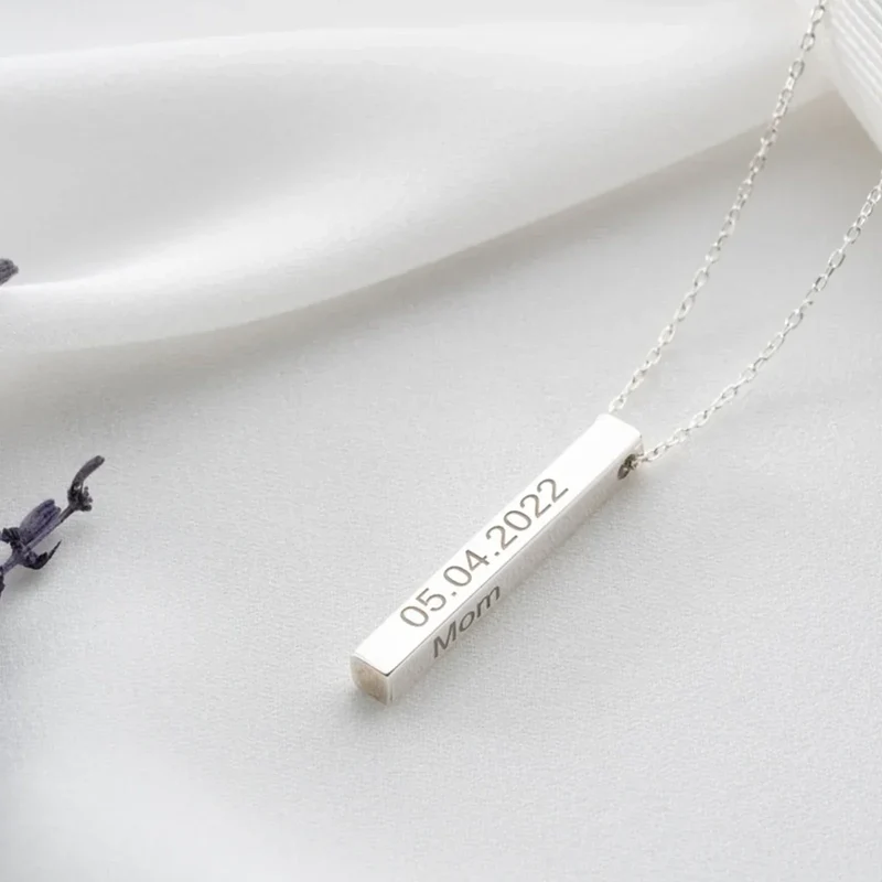 Collier barre verticale en acier inoxydable argenté (6 pièces)