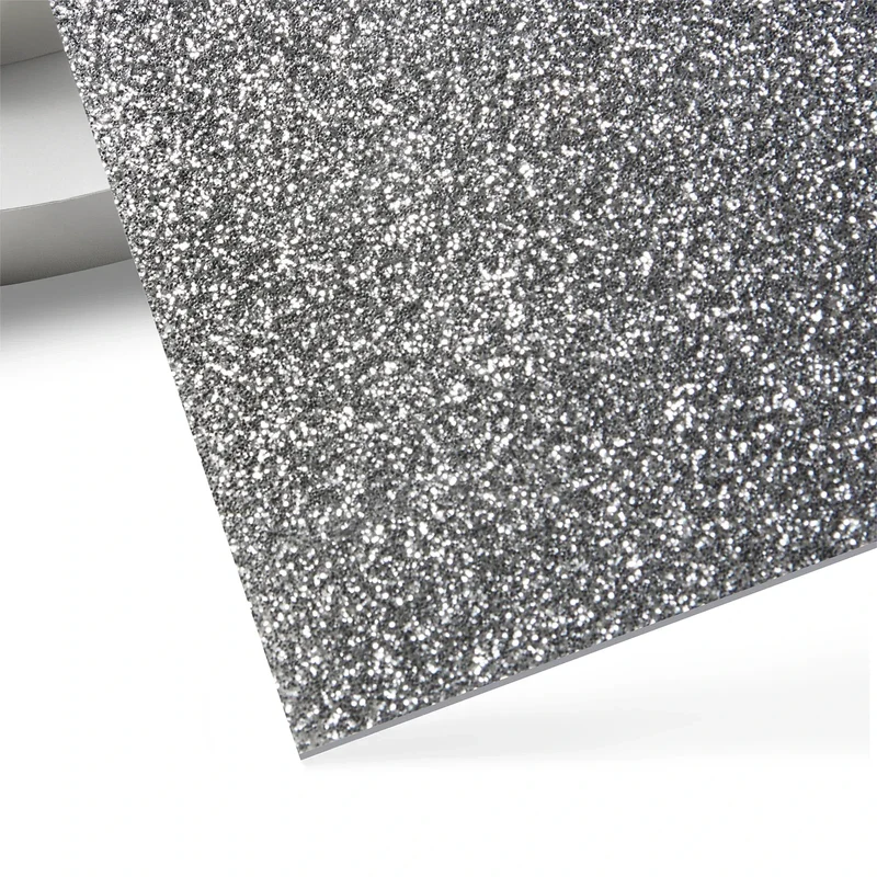 Feuille d'acrylique opaque brillante pailletée argent 3 mm (3 pièces)