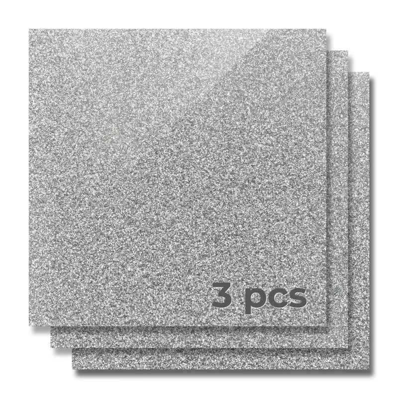 Feuille d'acrylique opaque brillante pailletée argent 3 mm (3 pièces)