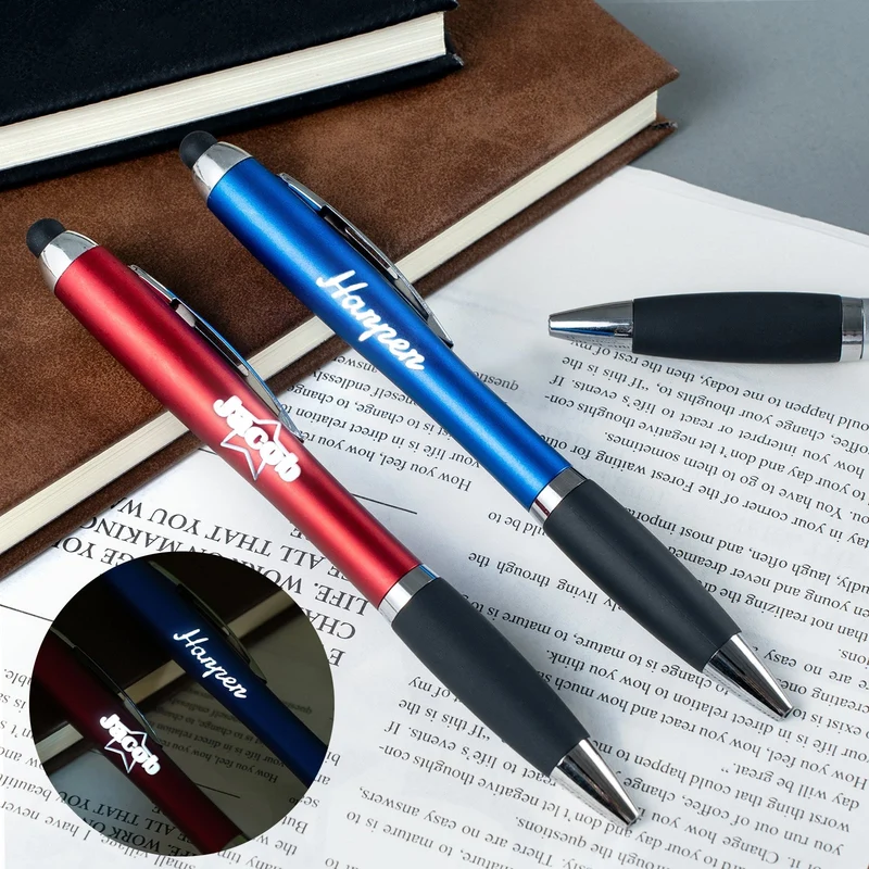 Stylos-bille avec stylet et lumière LED (10 pièces)