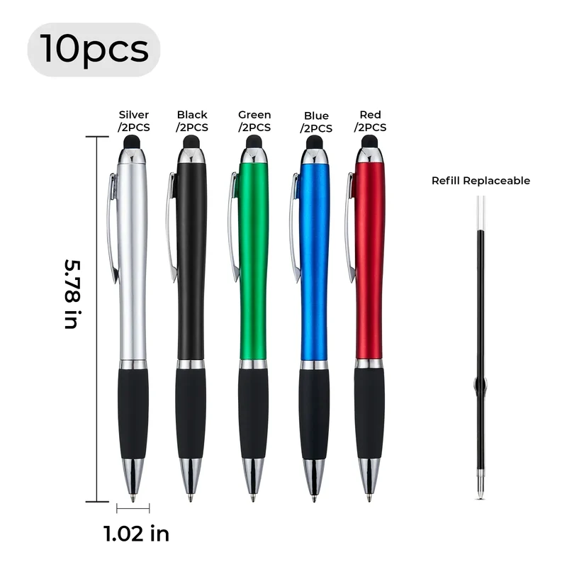 Stylos-bille avec stylet et lumière LED (10 pièces)