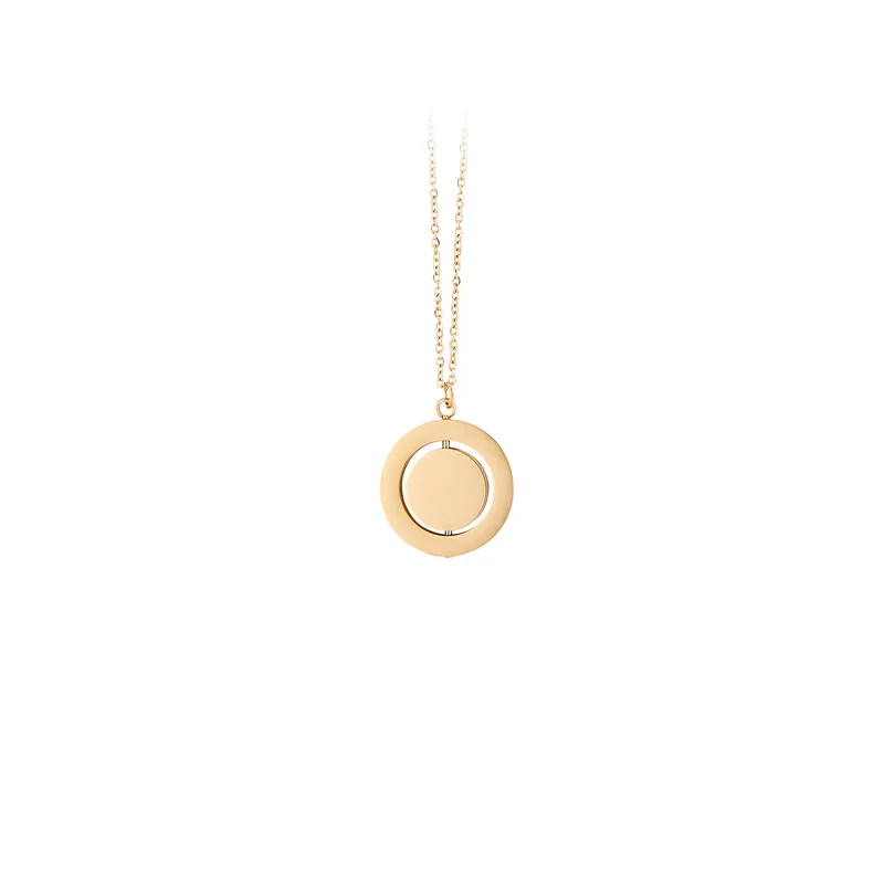 Collier pendentif rotatif en acier inoxydable argenté (3 pièces)