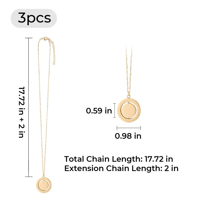 Collier pendentif rotatif en acier inoxydable argenté (3 pièces)