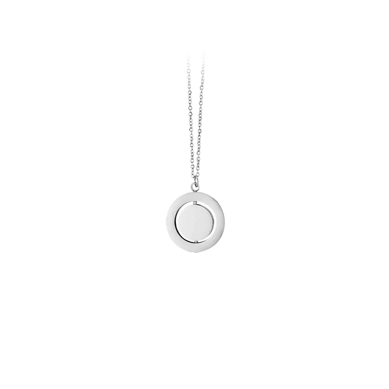 Collier pendentif rotatif en acier inoxydable argenté (3 pièces)