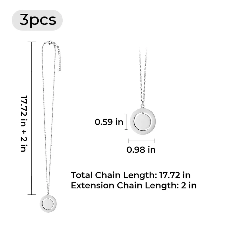 Collier pendentif rotatif en acier inoxydable argenté (3 pièces)