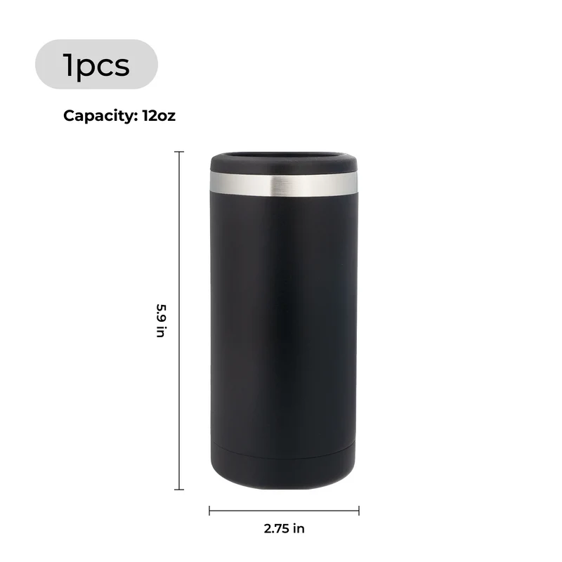 Refroidisseur de Canettes Slim Noir à Argent (355 ml)