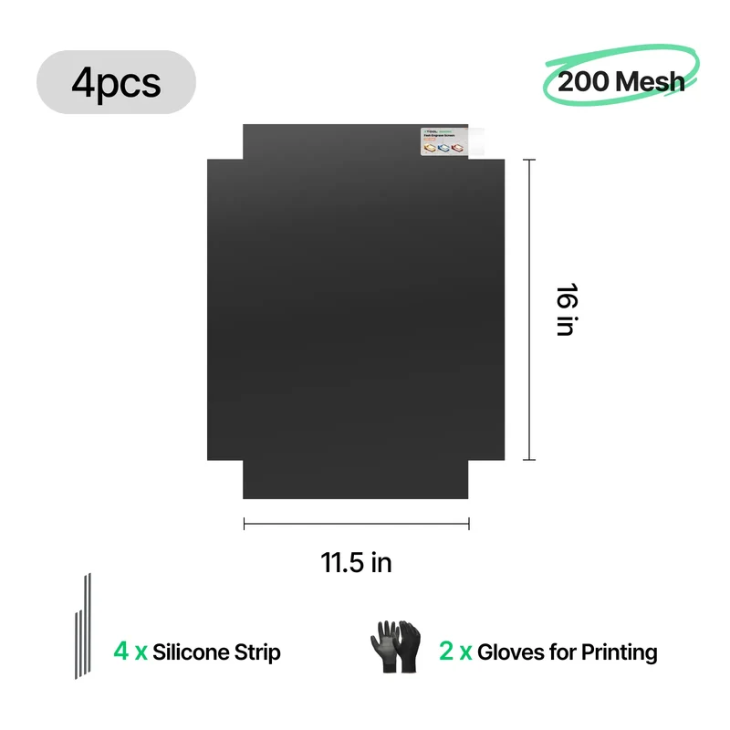 Écran Polyester à Gravure Rapide 200 mailles (4 pièces) 29 cm x 40 cm
