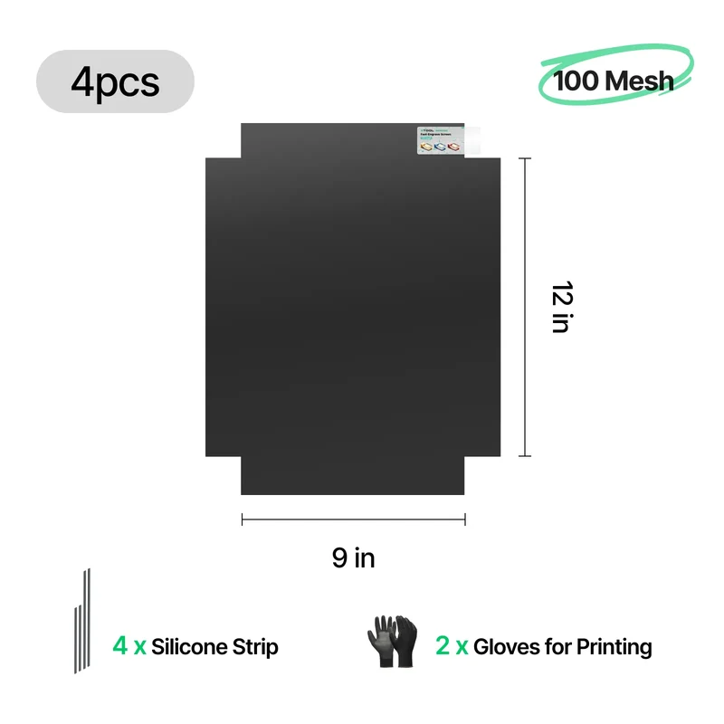 Écran Polyester à Gravure Rapide 100 mailles (4 pièces) 23 cm x 30,5 cm