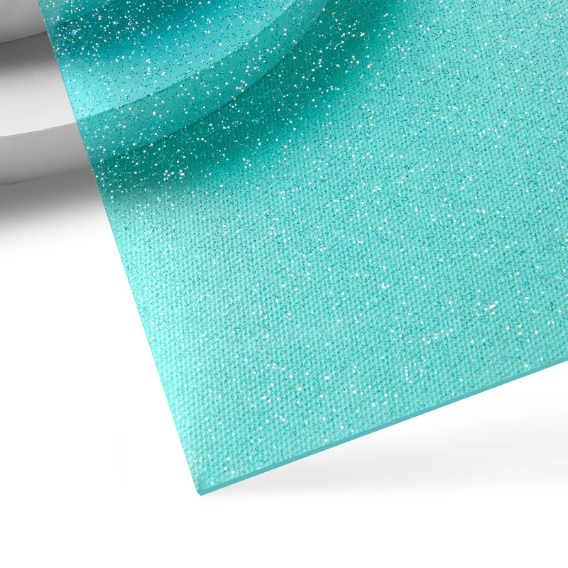 Feuille acrylique translucide brillante à paillettes bleues 1/8 (3 pièces)