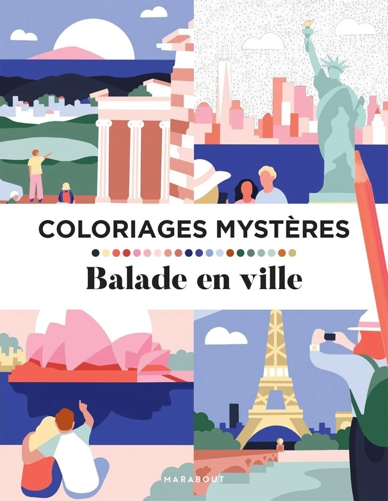 Coloriages Mystères Balade en Ville – Livre Art-Thérapie Adulte Marabout
