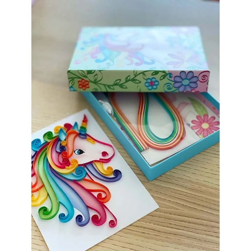 Coffret Quilling Licorne BOX CANDIY® – Kit Créatif Papier Enfant DIY dès 6 ans