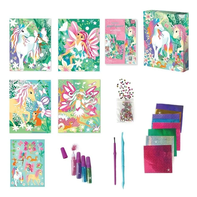 Kit Créatif Paillettes & Feuilles Enfant BOX CANDIY® – Forêt Magique Licornes & Fées Dès 6 Ans