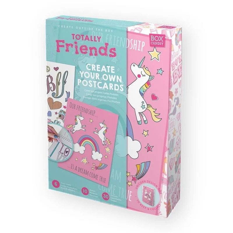 Kit Créatif Cartes Postales Enfant BOX CANDIY® Totally Friends – Coffret DIY Messages & Dessins Dès 6 Ans