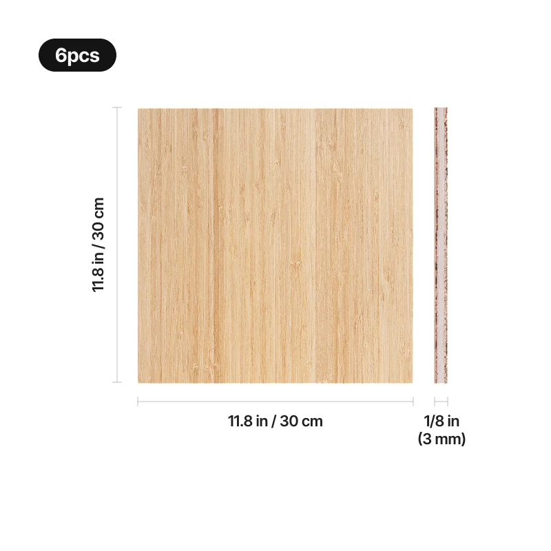 Plaques en contreplaqué de bambou 1/8 (6 pcs)