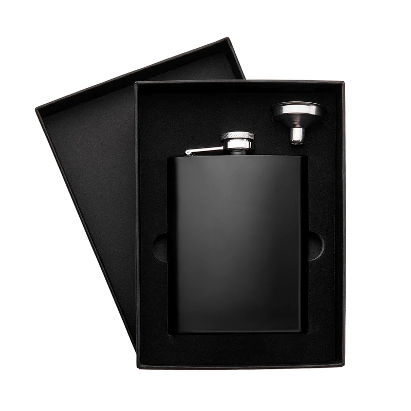 Flasque noire en acier inoxydable (8 oz)