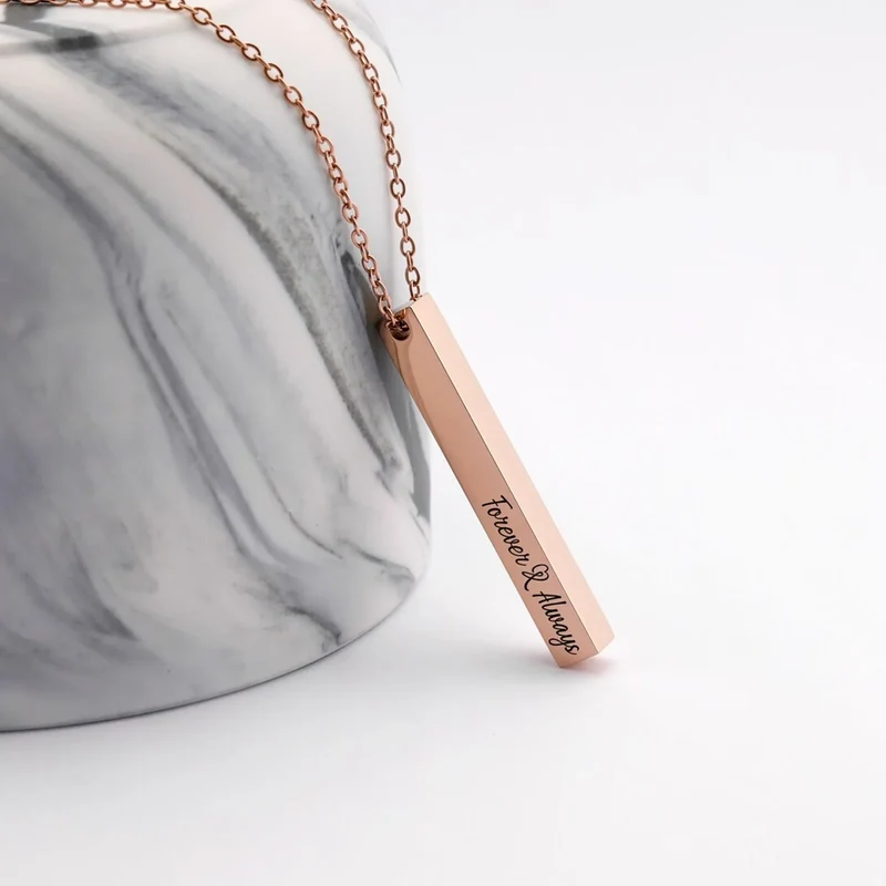 Collier barre verticale en acier inoxydable or rose (6 pcs)