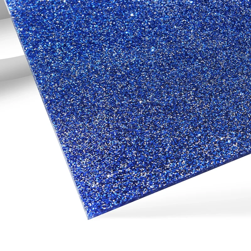 Plaque acrylique opaque brillante bleue scintillante 1/8 (3 pcs)