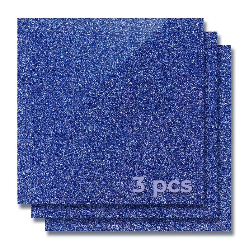 Plaque acrylique opaque brillante bleue scintillante 1/8 (3 pcs)