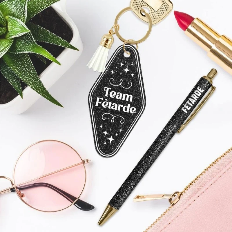 Coffret Duo Paillettes Girls Club Fêtarde – Stylo & Porte-Clés Cadeau Femme