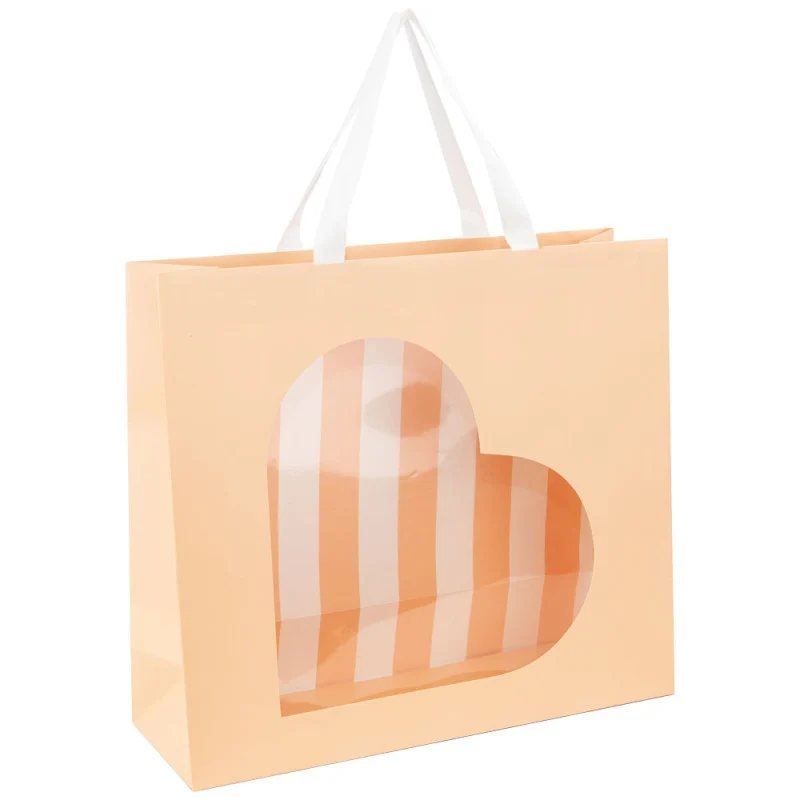 Sac cadeau carton avec fenêtre cœur – Box cadeau | Joy Cadeaux 36x12x32cm