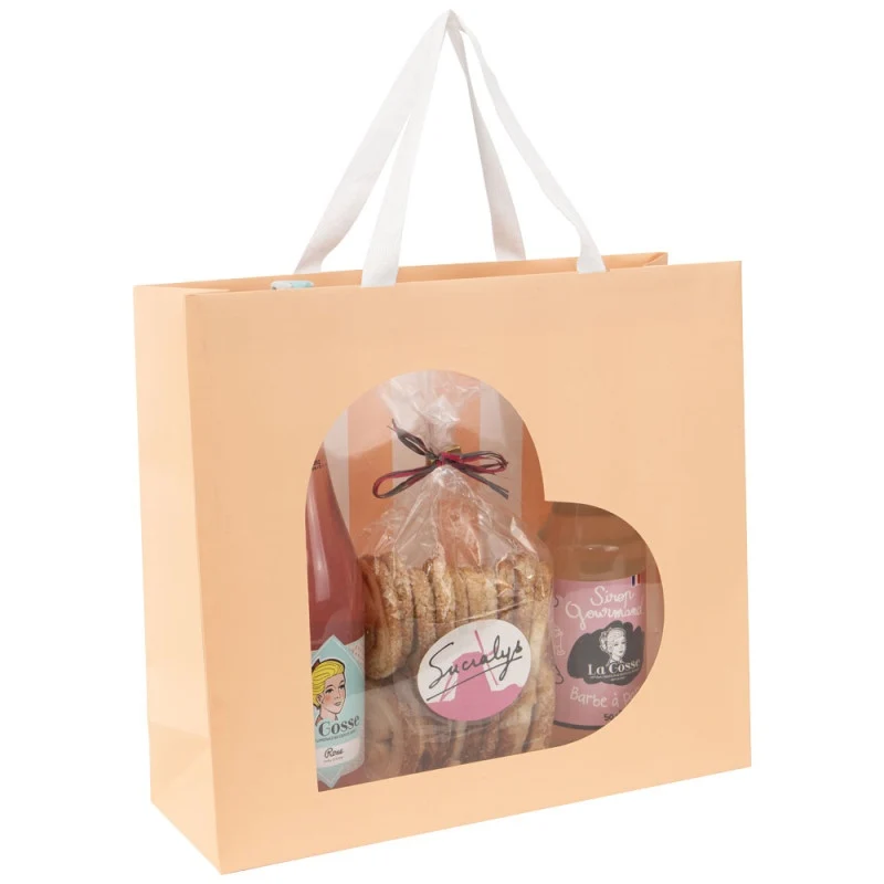 Sac cadeau carton avec fenêtre cœur – Box cadeau | Joy Cadeaux 36x12x32cm