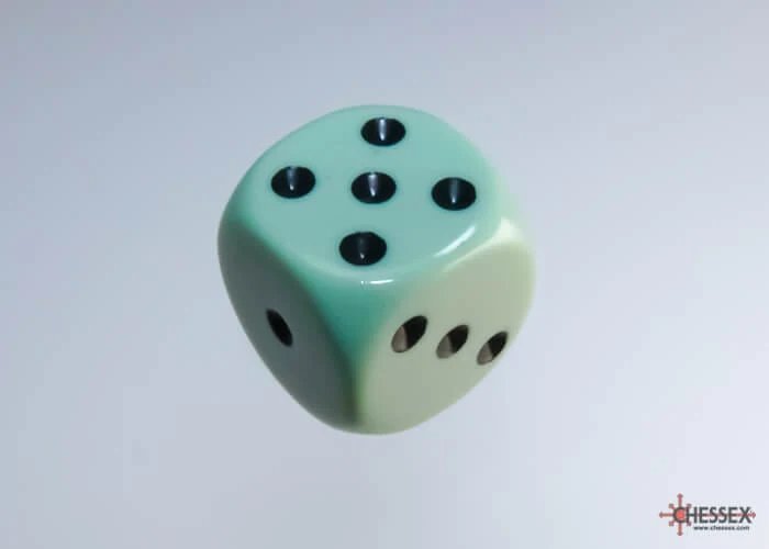 Dés opaques 12D6: vert pastel/noir