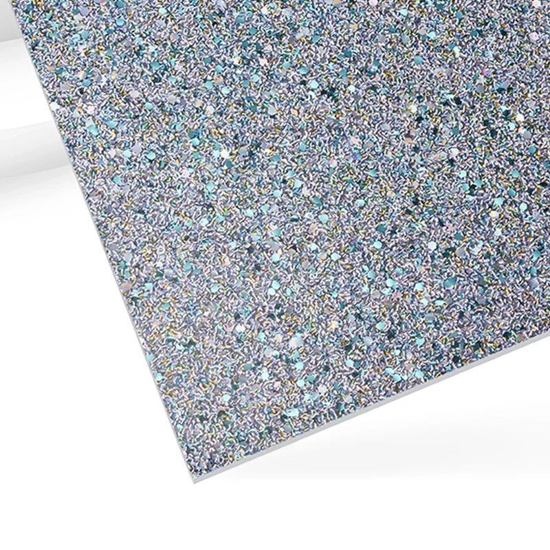 Feuille acrylique argentée à paillettes étincelantes 3mm (3 pièces)