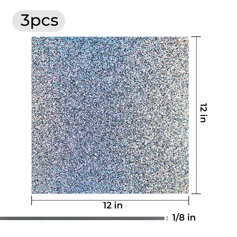 Feuille acrylique holographique avec paillettes étincelantes 3mm(3 pièces)