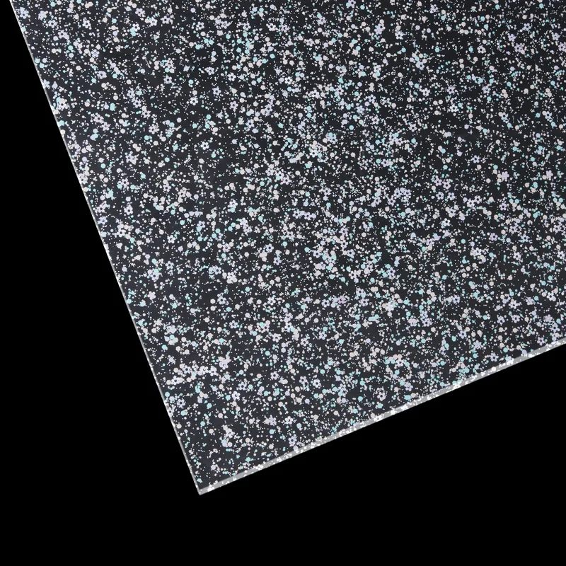 Feuille acrylique à paillettes violettes et vertes en forme de fleurs 3mm(3 pièces).