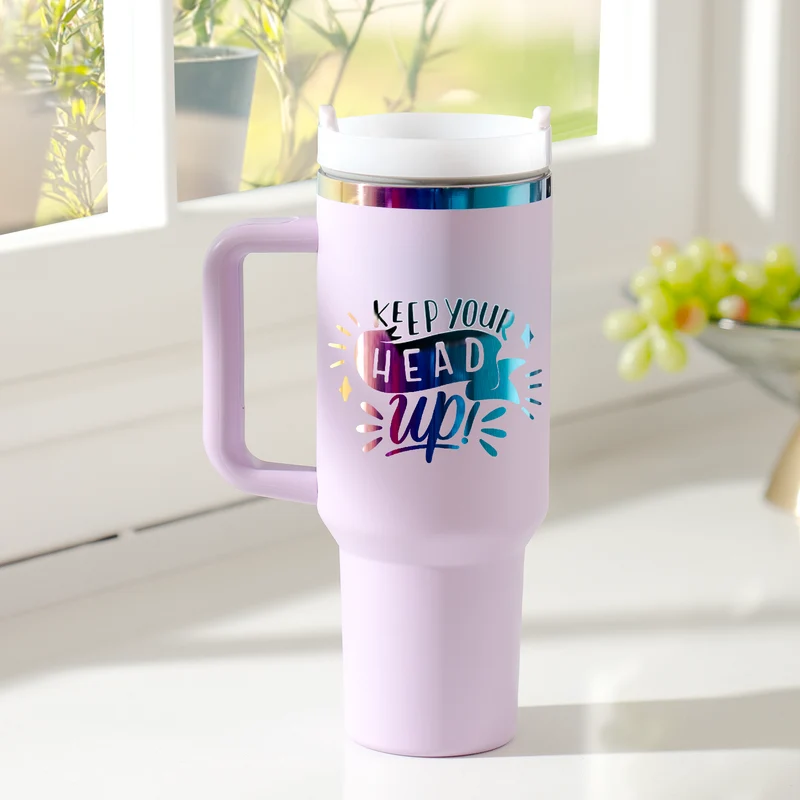 Gobelet en acier inoxydable violet à irisé avec poignée amovible (1,18 L)
