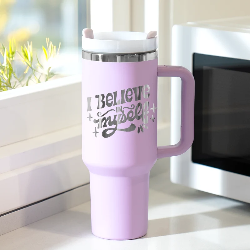 Gobelet en acier inoxydable violet à argent avec poignée amovible (1,18 L)