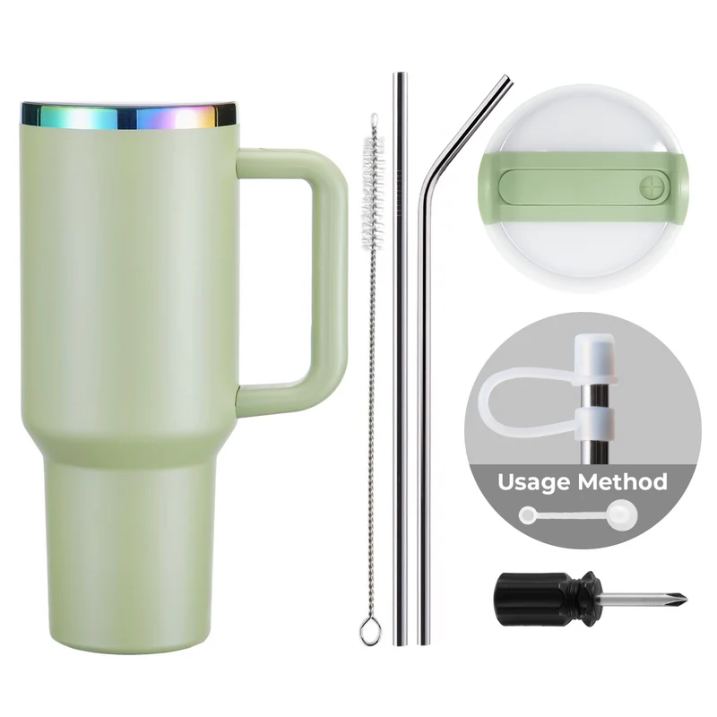 Tumbler en acier inoxydable Army Green à irisé avec poignée amovible (1,18 L)