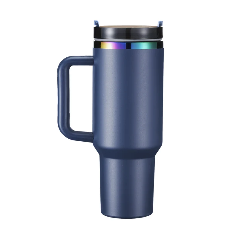 Gobelet en acier inoxydable de bleu marine à irisé avec poignée amovible (1,18 L)