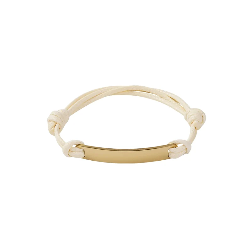 Bracelet en cordon avec étiquette rectangulaire dorée (3 pièces)