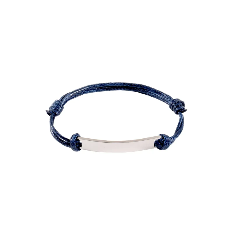 Bracelet en cordon avec étiquette rectangulaire en argent (3 pièces)