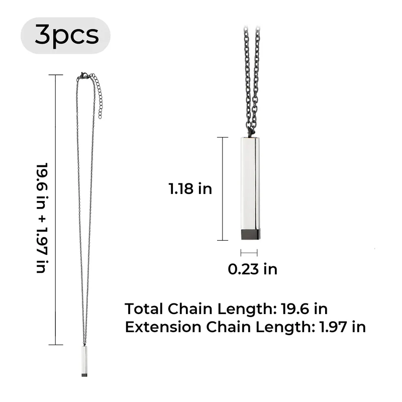 Collier en acier inoxydable noir à message caché (3 pièces)