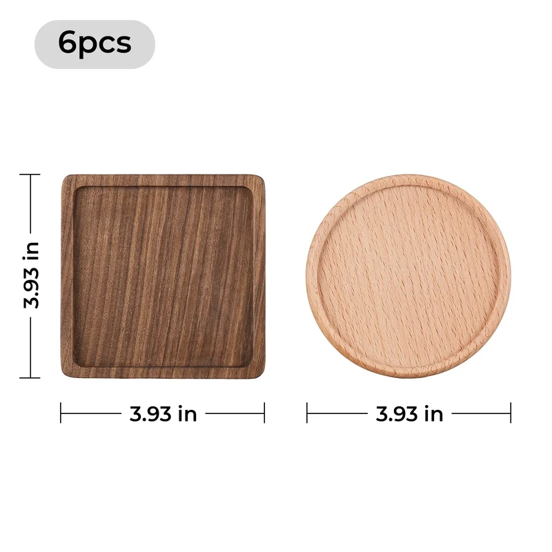 Sous-verres en bois (6 pièces)