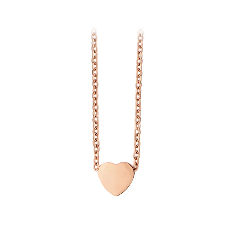 Collier en acier inoxydable rose doré en forme de cœur (6 pièces)