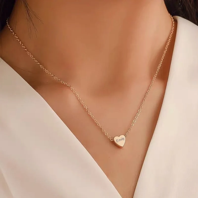 Collier en acier inoxydable rose doré en forme de cœur (6 pièces)
